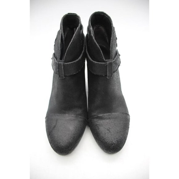 Rag & Bone Harrow Women's EU 40 Ankle Bootie Boot Block Heel Waxed Black Suede - Picture 2 of 10